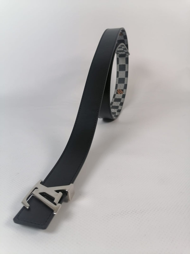 Black and White Damier LV Initiales Reversible Belt