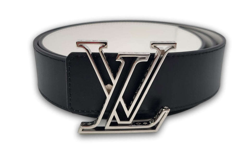 LOUIS VUITTON LV Initiales 30mm Reversible Belt Black Monogram + Calf Leather. Size 85 Cm