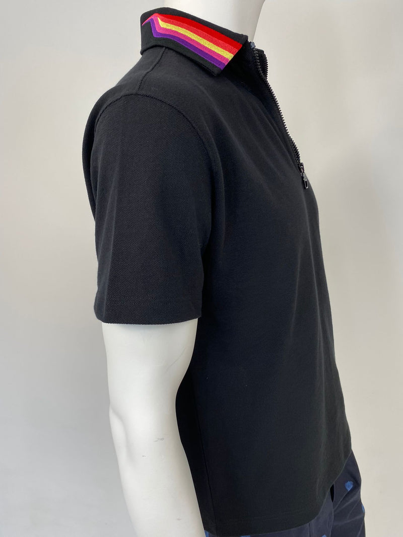 Louis Vuitton Men's Black Cotton LV Rainbow Collar Half Zip