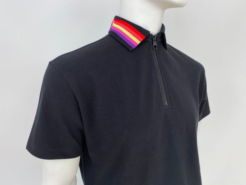 Louis Vuitton Men's White Cotton LV Rainbow Collar Half Zip Polo