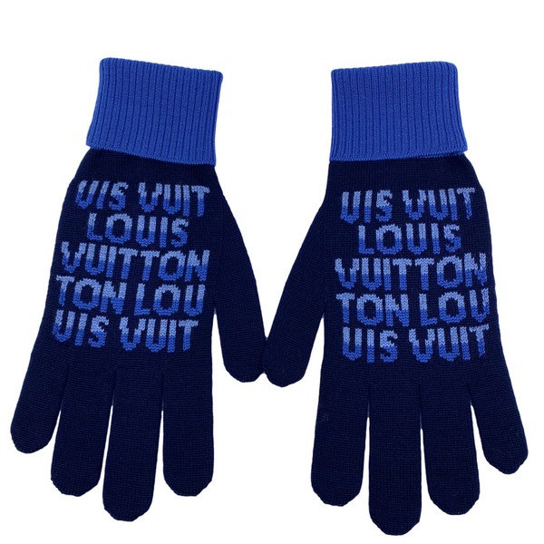 Auth Louis Vuitton LV Gon My Monogram Eclipse Gloves Wool Jacquard