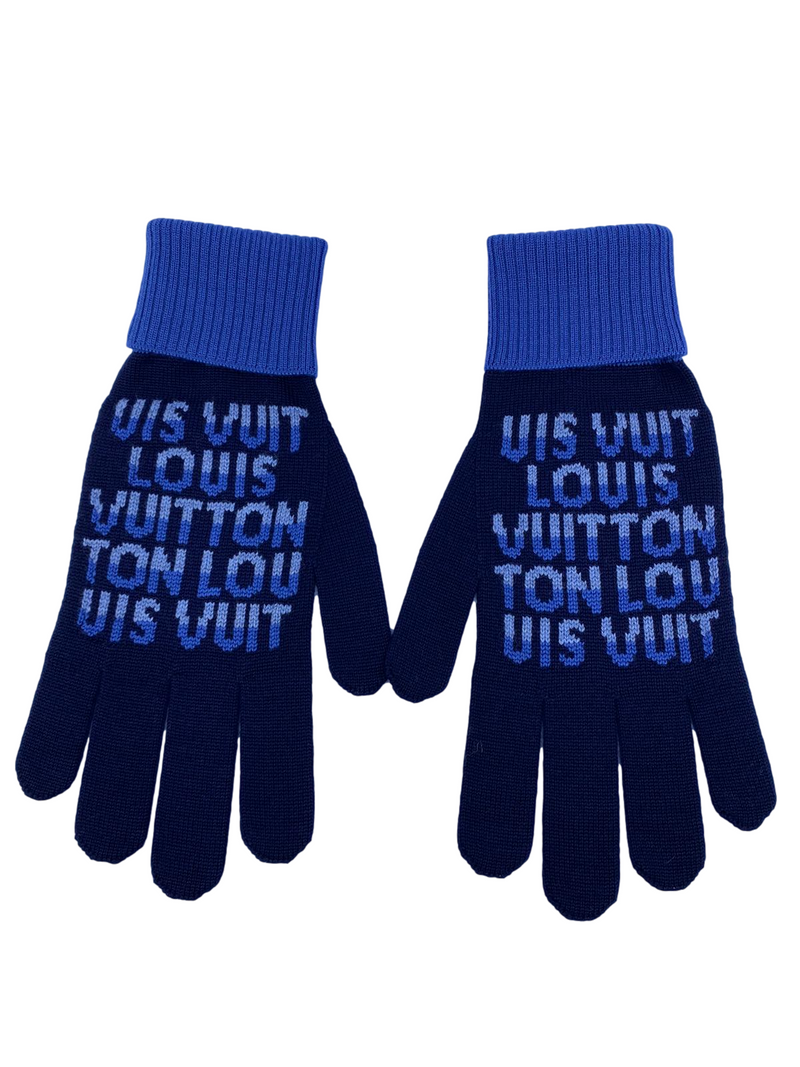 louis vuitton handschuhe herren Louis Vuitton Men's Navy Wool LV Split Gloves – Luxuria & Co