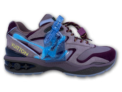 LOUIS VUITTON FD0210 LV Trail Line Suede Sneakers Shoes 6 Purple