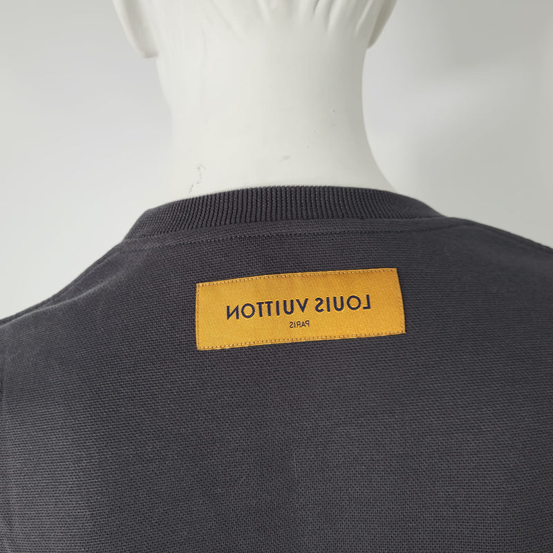 Louis Vuitton Men's Gray Cotton LV Vegetal Lace Embroidery T-Shirt