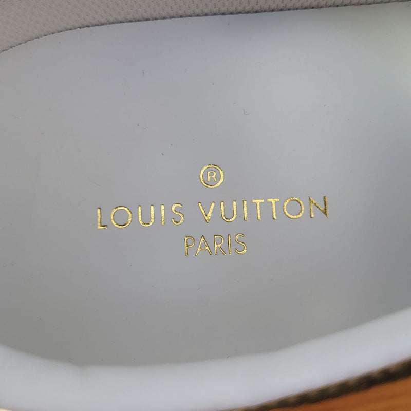 LOUIS VUITTON LUXEMBOURG LINE SNEAKERS MENS WHITE GRAY MONOGRAM Size LV 8