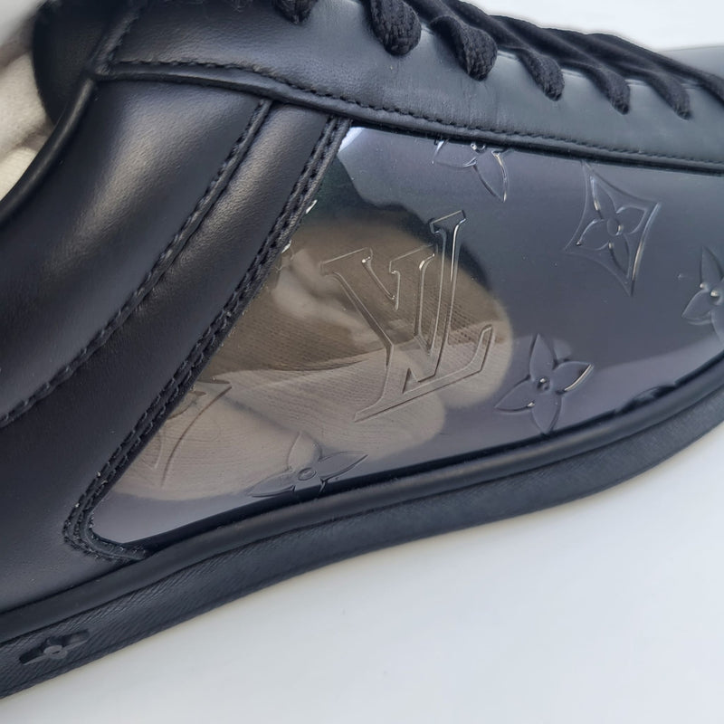 Louis Vuitton Black Monogram Embossed Leather Lace Up Sneakers Size 42 Louis  Vuitton