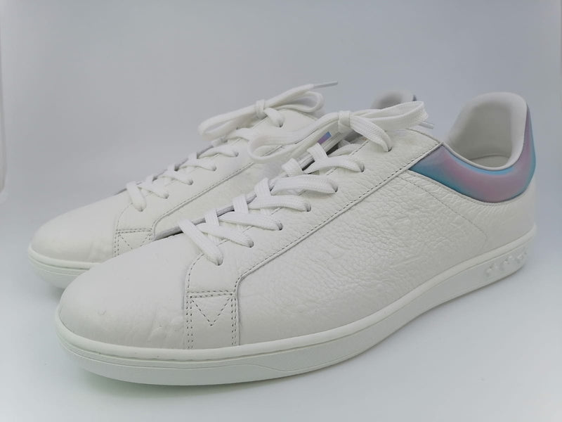 LOUIS VUITTON Calfskin Luxembourg Samothrace Mens Sneakers 9.5 White Blue  1229785