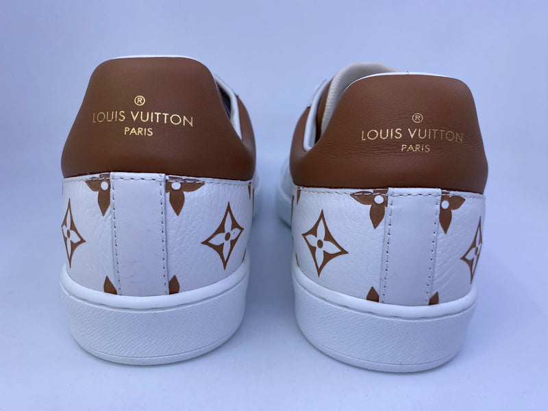 Authentic Women Louis Vuitton Frontrow Sneakers White Brown Size 38.5  EU/8.5 US