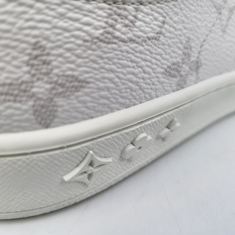 Louis Vuitton White Leather And Monogram Canvas Luxembourg Low Top Sneakers  Size 41.5