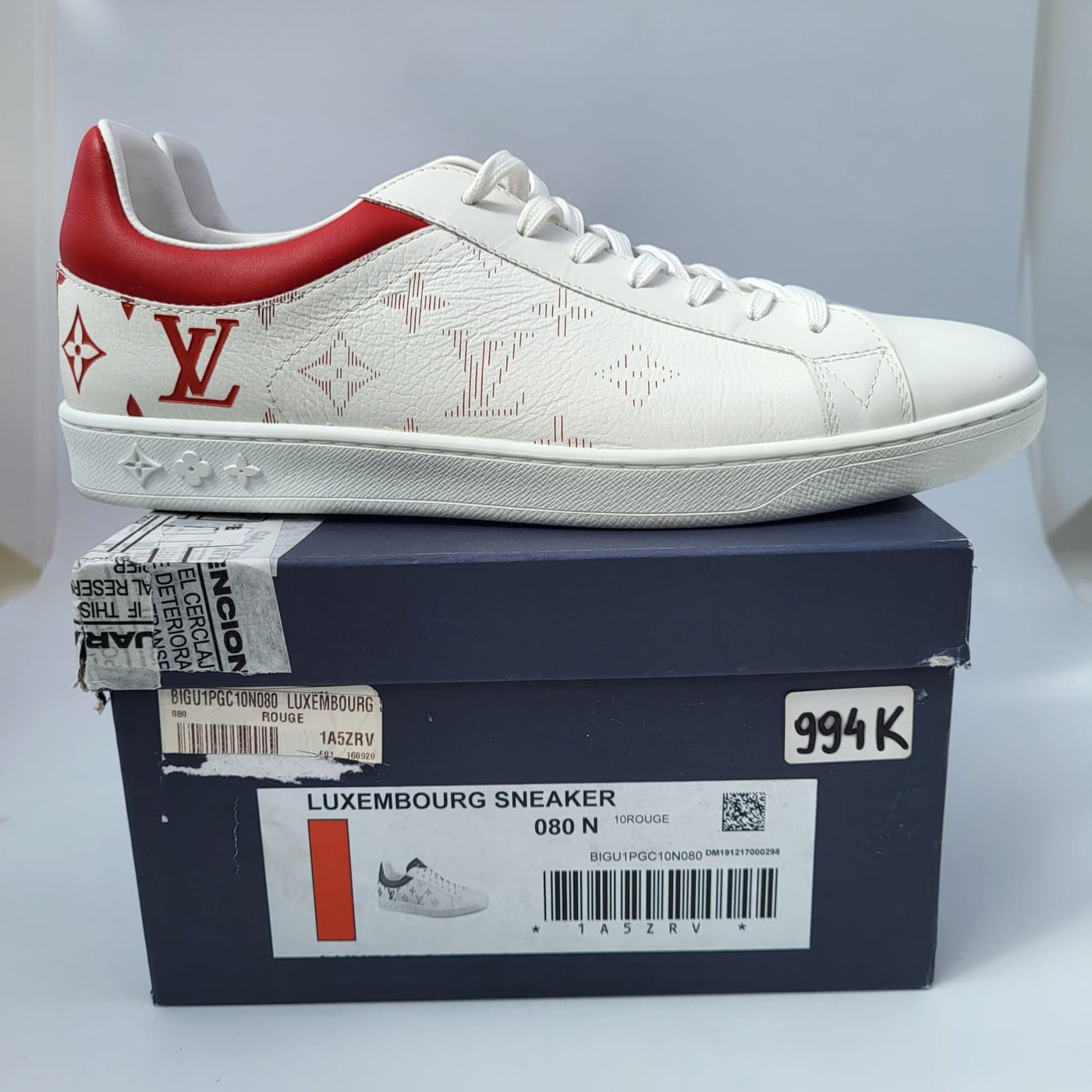 Louis Vuitton Men's Red & White Monogram Luxembourg Sneaker