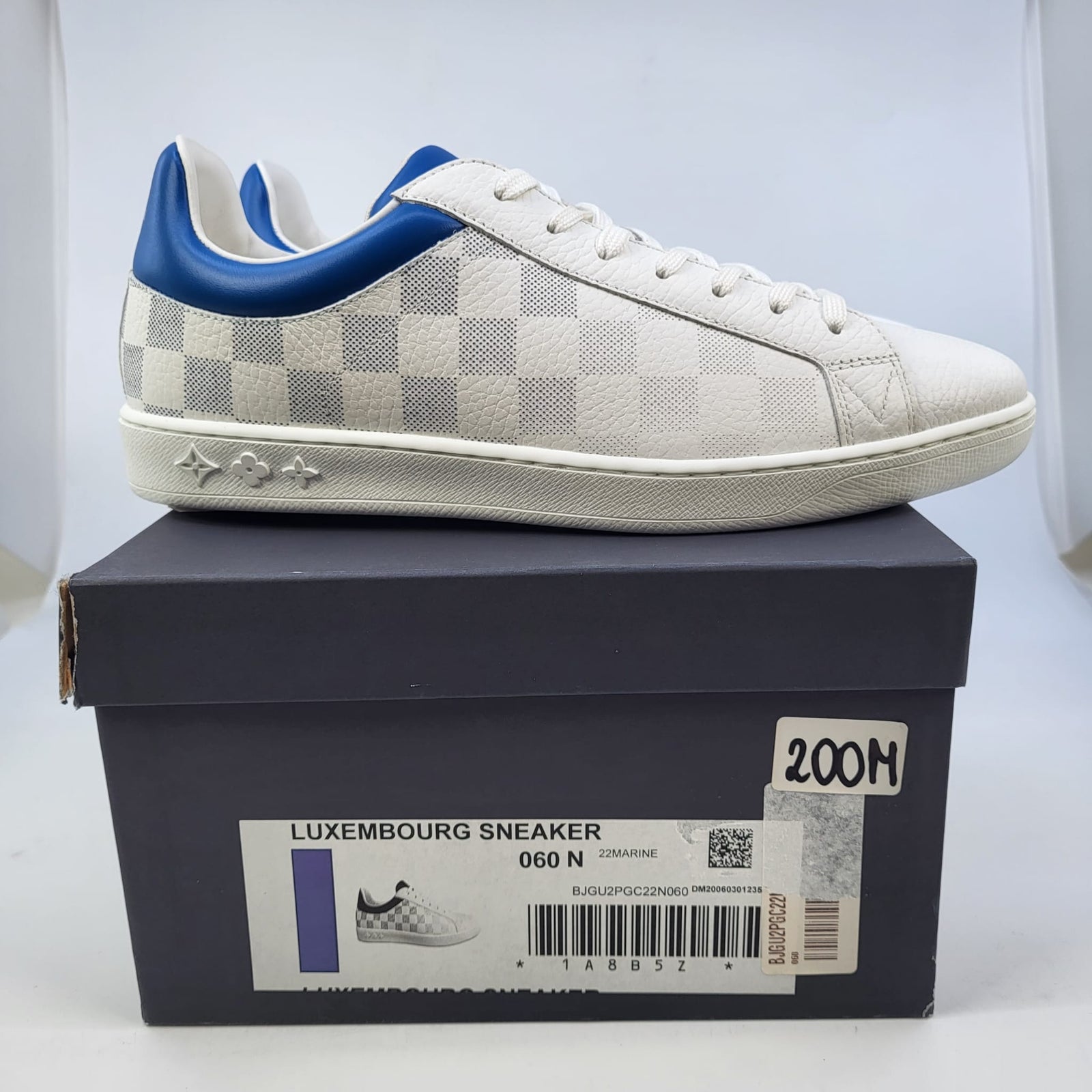 Louis Vuitton Men's White & Blue Damier Leather Luxembourg Sneaker