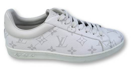 Louis Vuitton White Leather And Monogram Canvas Luxembourg Low Top Sneakers  Size 41.5 Louis Vuitton