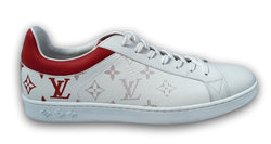 LOUIS VUITTON LUXEMBOURG LINE SNEAKERS MENS WHITE GRAY MONOGRAM Size LV 8