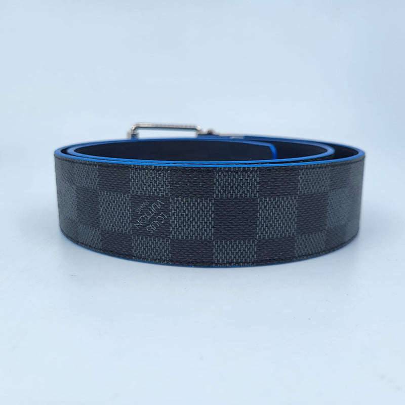Louis Vuitton Blue Damier Graphite Logo Belt