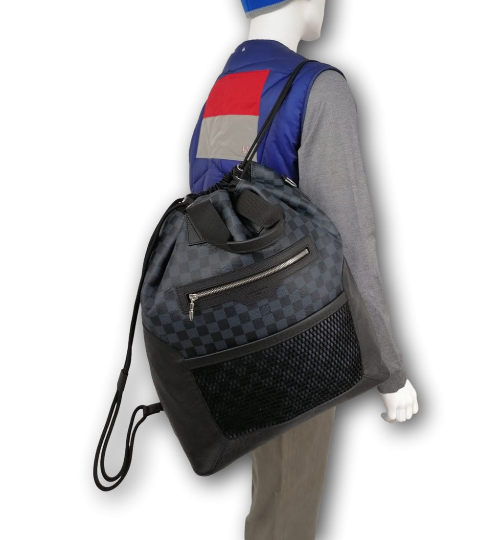 Unisex Pre-Owned Authenticated Louis Vuitton Damier Cobalt Matchpoint Hybrid  Canvas Blue Backpack 