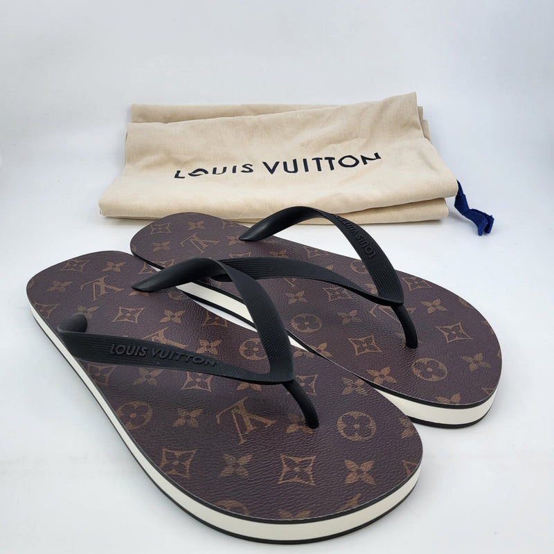 Louis Vuitton Brown Monogram Pattern Strap Rubber Sandal, Men