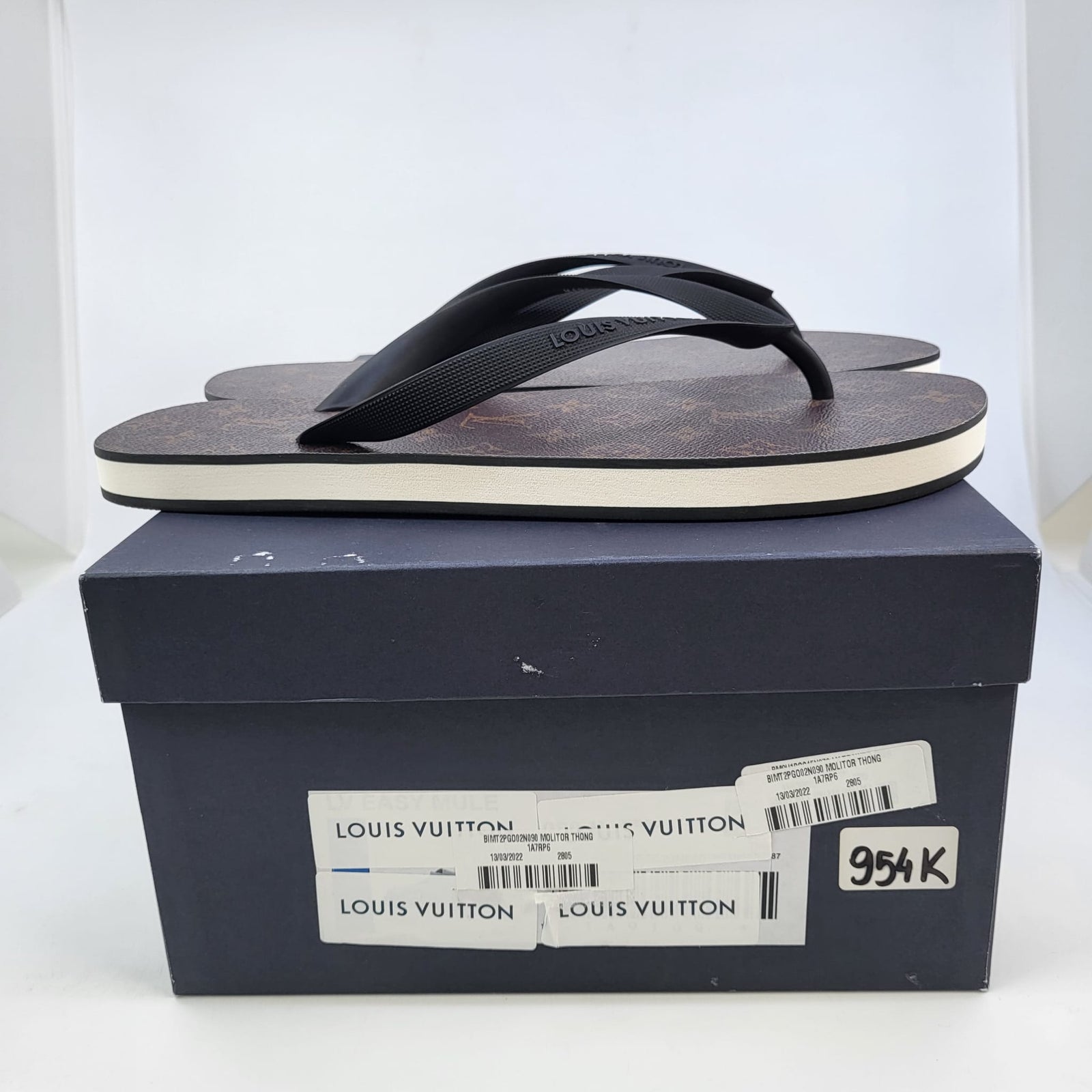 Louis Vuitton Monogram Molitor Thong Sandals Flip Flops Men\'s Size 9 Black Brown Louis Vuitton Men main image 3