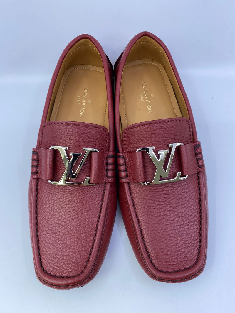 Louis Vuitton Calfskin Mens Monte Carlo Car Shoe Moccasin Loafers 8.5 Red