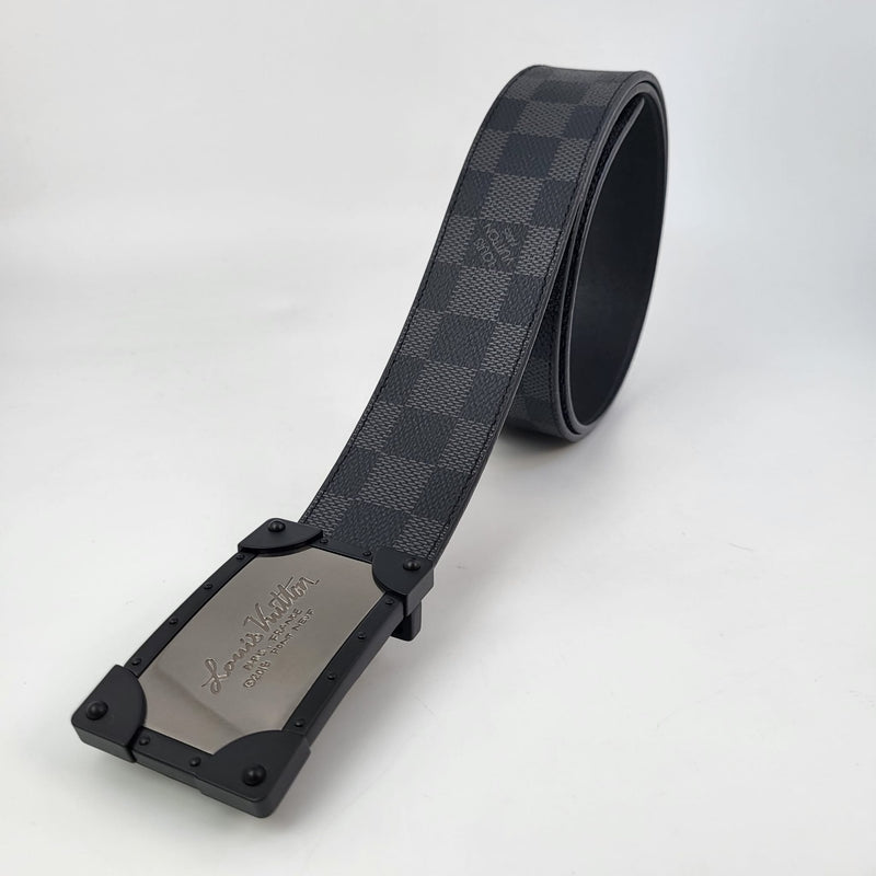 Louis Vuitton Black Damier Graphite Pont Neuf Belt Grey Cloth