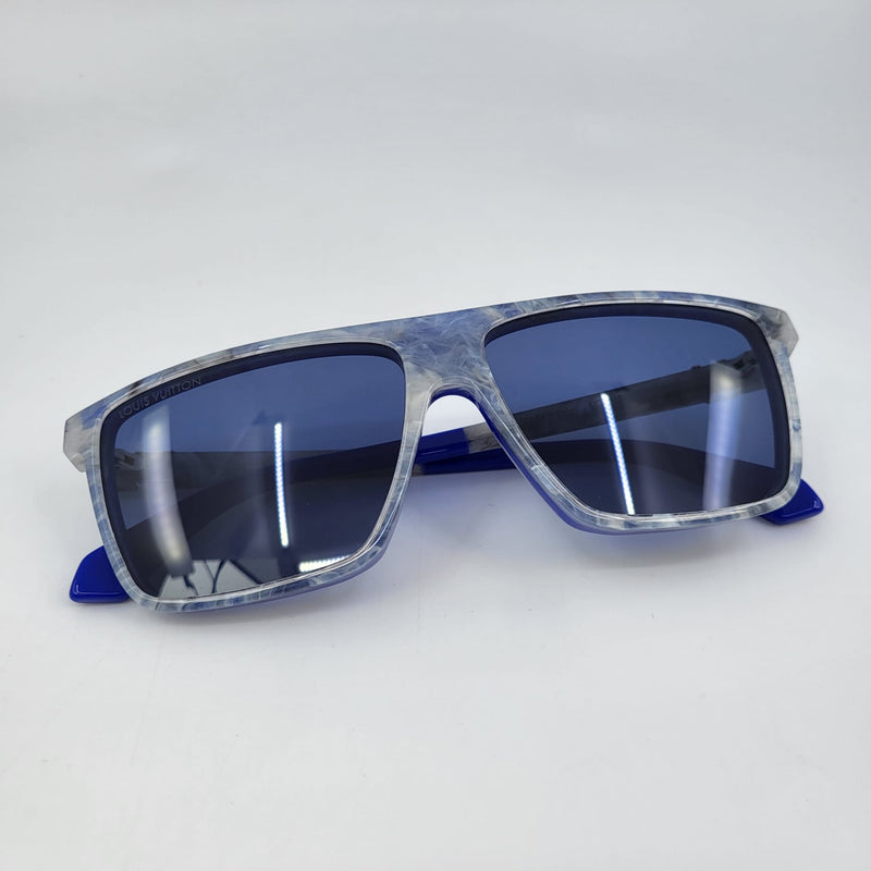 Louis Vuitton Blue, Grey, Pattern Print Portland Wayfarer Sunglasses