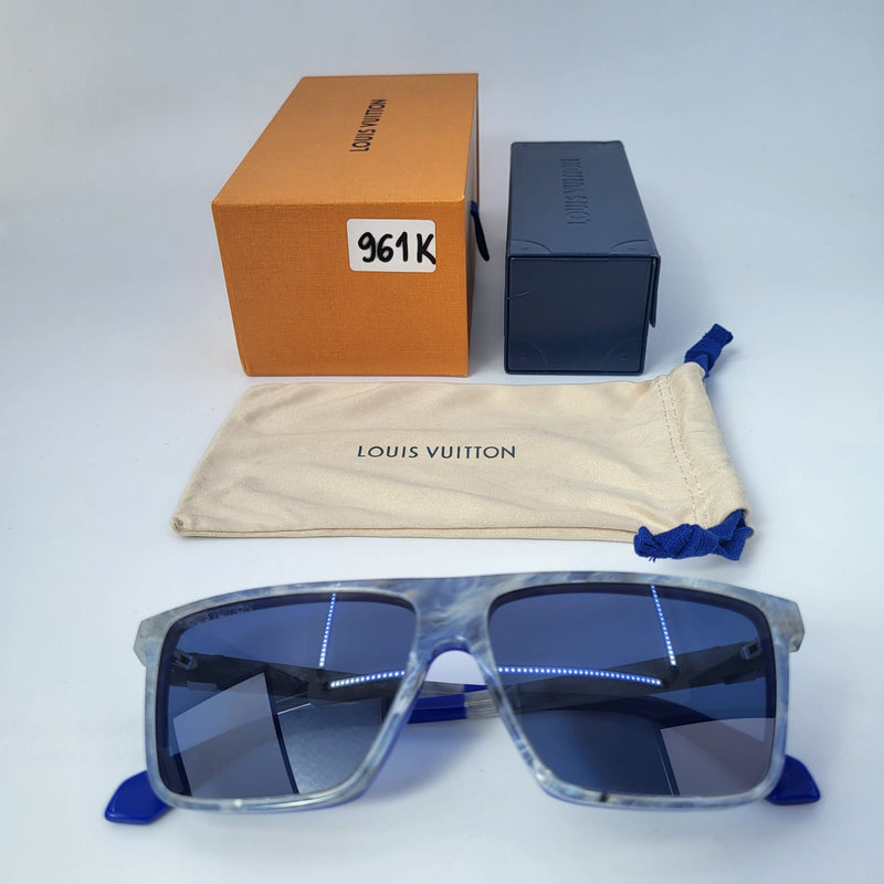 LOUIS VUITTON Acetate Monogram Waimea Sunglasses Z2328W Blue