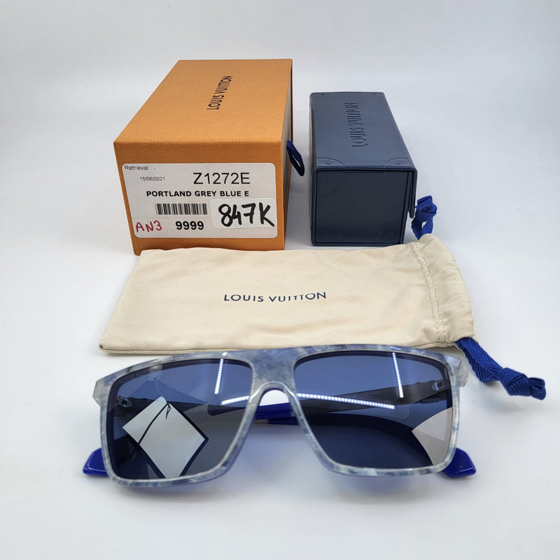 LOUIS VUITTON Portland Square Sunglasses Z1272W Grey Blue 1056687
