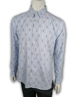 Louis Vuitton Men's Striped White & Blue Cotton Gravity Regular Fit Shirt –  Luxuria & Co.