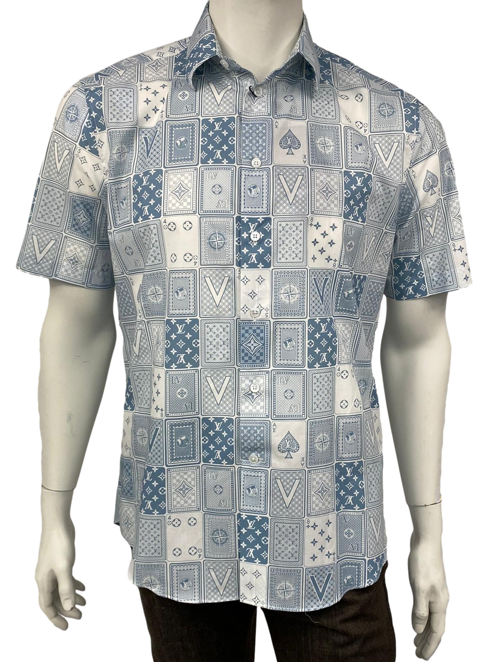 Louis Vuitton Men's Navy Cotton Regular Fit Classic Shirt With Stamps –  Luxuria & Co.