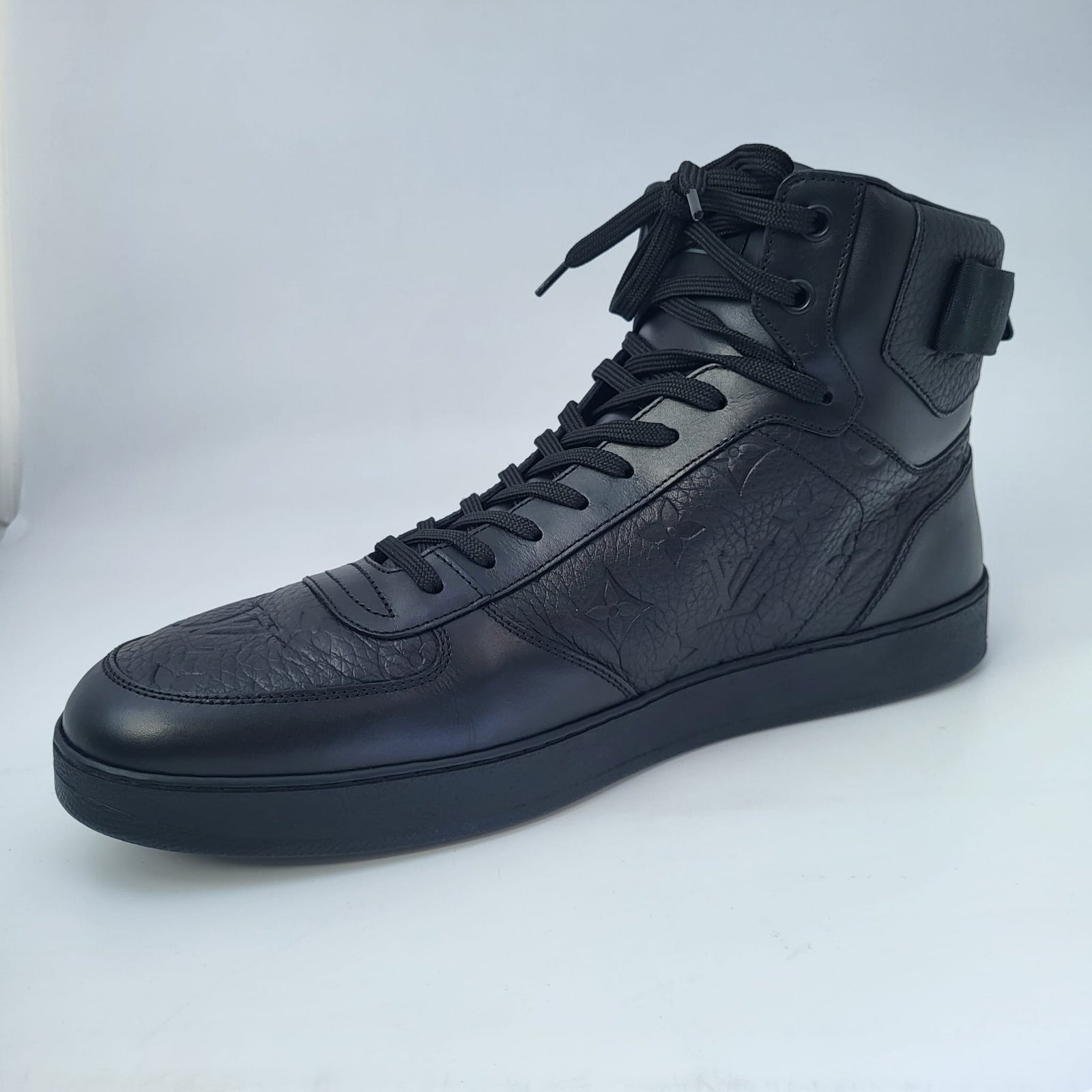 Louis Vuitton Men s Black Monogram Empreinte Rivoli Sneaker Boot Luxuria Co