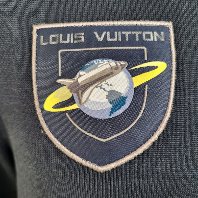 Louis Vuitton Men's Blue Gray Satellite Long Sleeve Patches Polo