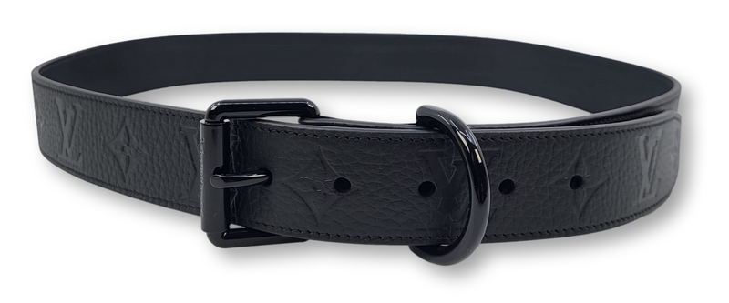 Louis Vuitton Men's Black Leather Signature Monogram Empreinte Taurillon 35  MM Belt MP219S – Luxuria & Co.