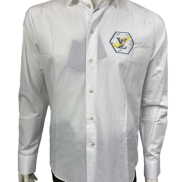 Louis Vuitton Men's White Cotton Regular Fit Space Logo Shirt – Luxuria &  Co.