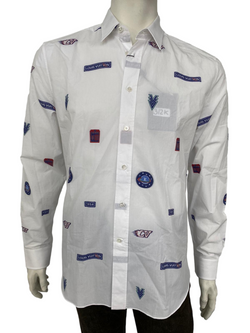 louis vuitton dress shirts Louis Vuitton Men's White Cotton Regular Fit Space Logo Shirt – Luxuria & Co