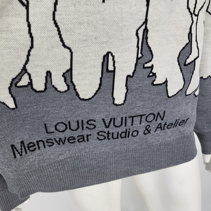 Louis Vuitton Allover Logo Jacquard Crew in Green for Men