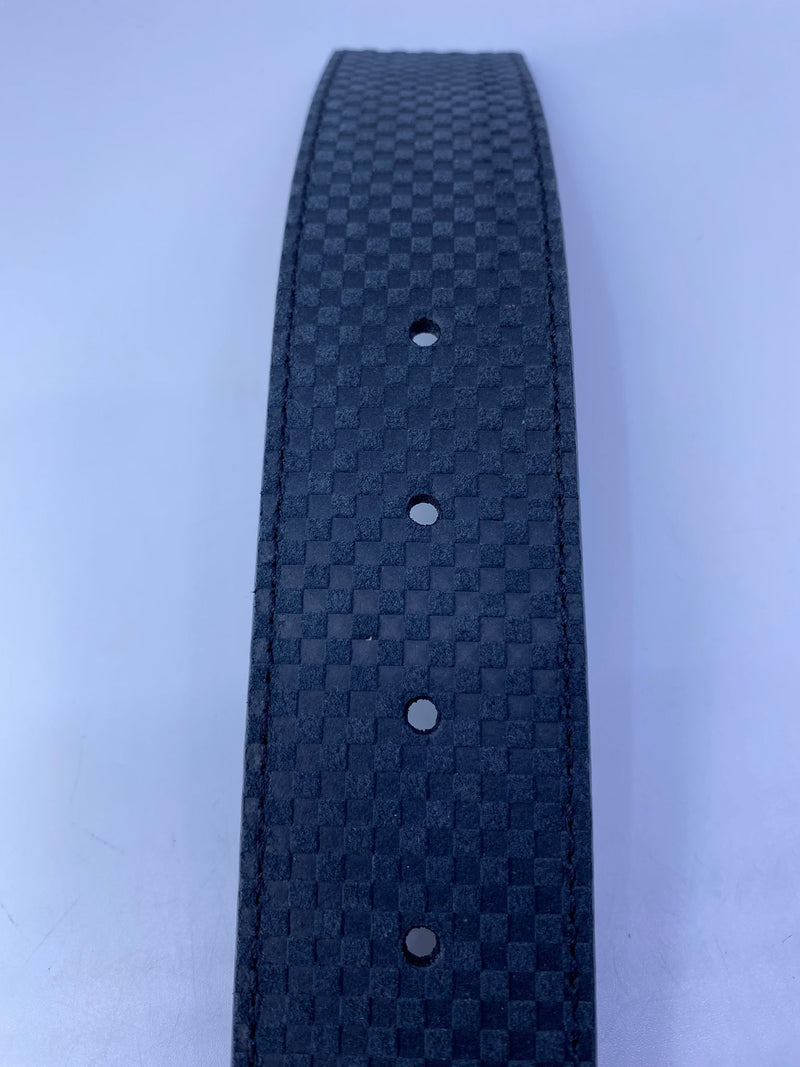 Louis Vuitton Carbone Black Suede Mini Damier LV Initials Belt Sz