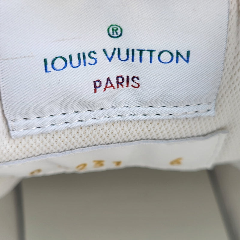 LOUIS VUITTON Grained Calfskin Mens Tattoo Sneaker Boots 8 White Green  1214344