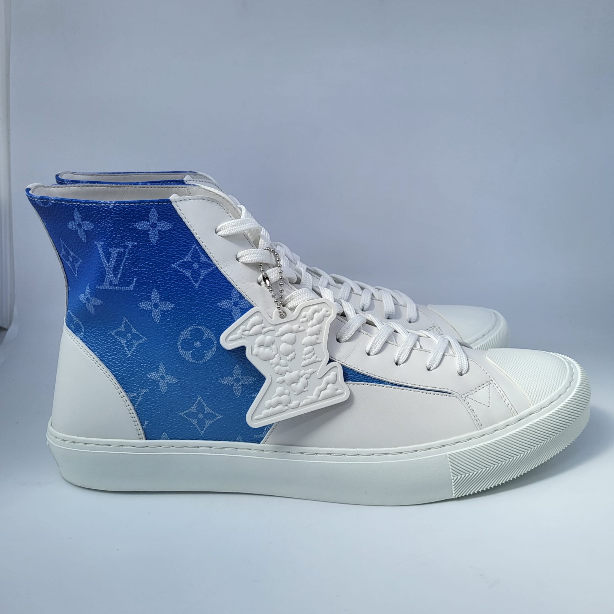 Louis Vuitton Men's Blue & White Monogram Clouds Tattoo Sneaker Boot ...