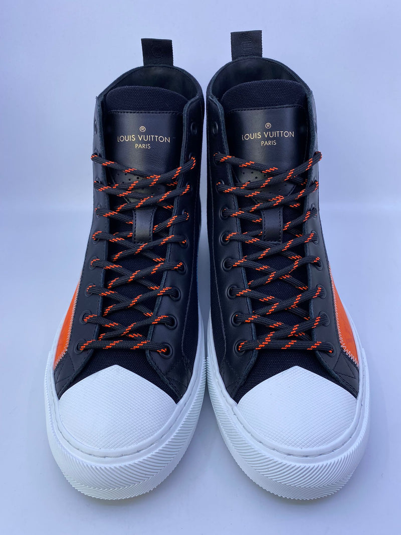 Louis Vuitton Black Leather Tattoo High Top Sneakers Size 42