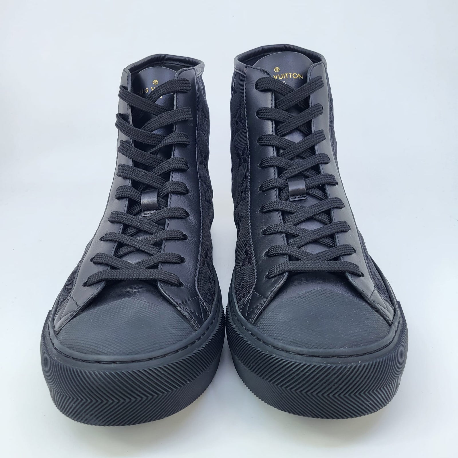 Louis Vuitton Line-Up sneaker boots in black leather and monogram canvas LOUIS VUITTON Line Up Monogram High Top Sneakers Black US 13-US main image 3