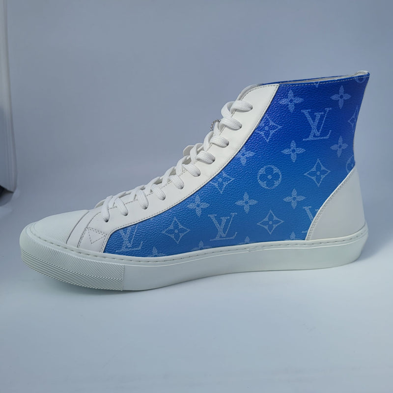LOUIS VUITTON Calfskin Tattoo Sneaker Boots 8 Blue 1213284