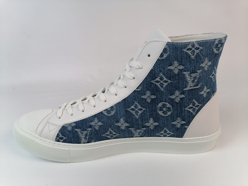 Louis Vuitton LV Men Tattoo Sneaker Boot Monogram Tapestry Denim-Blue -  LULUX