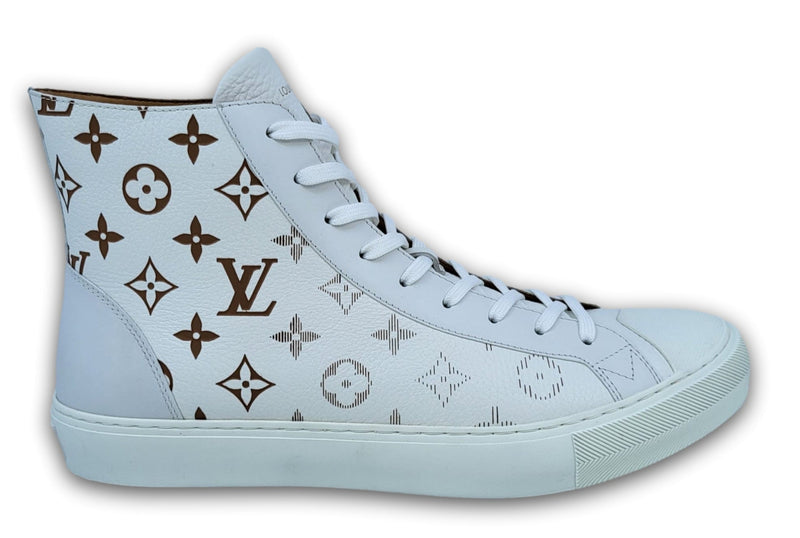 Louis Vuitton lv woman man high tops leather sneakers