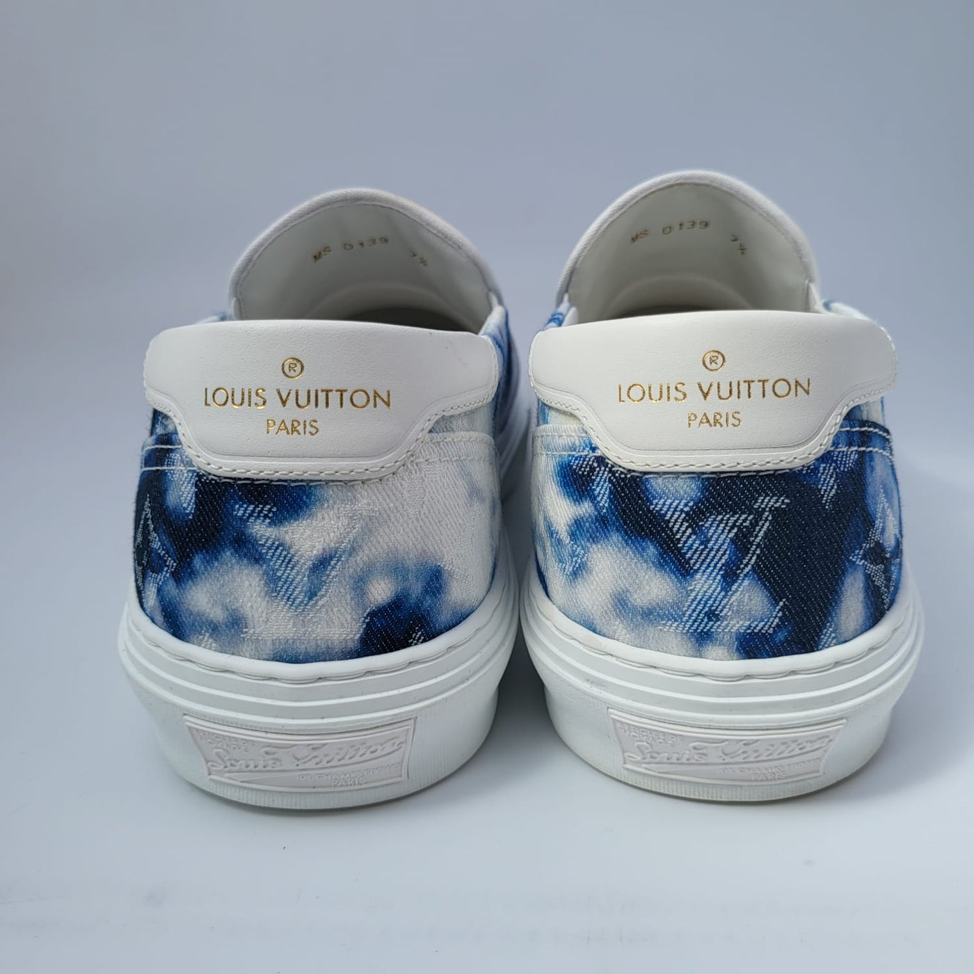 NEW LOUIS VUITTON Monogram Denim Tie Dye Mens Auteuil Slippers 7.5 Blue (800 Louis Vuitton Men main image 3