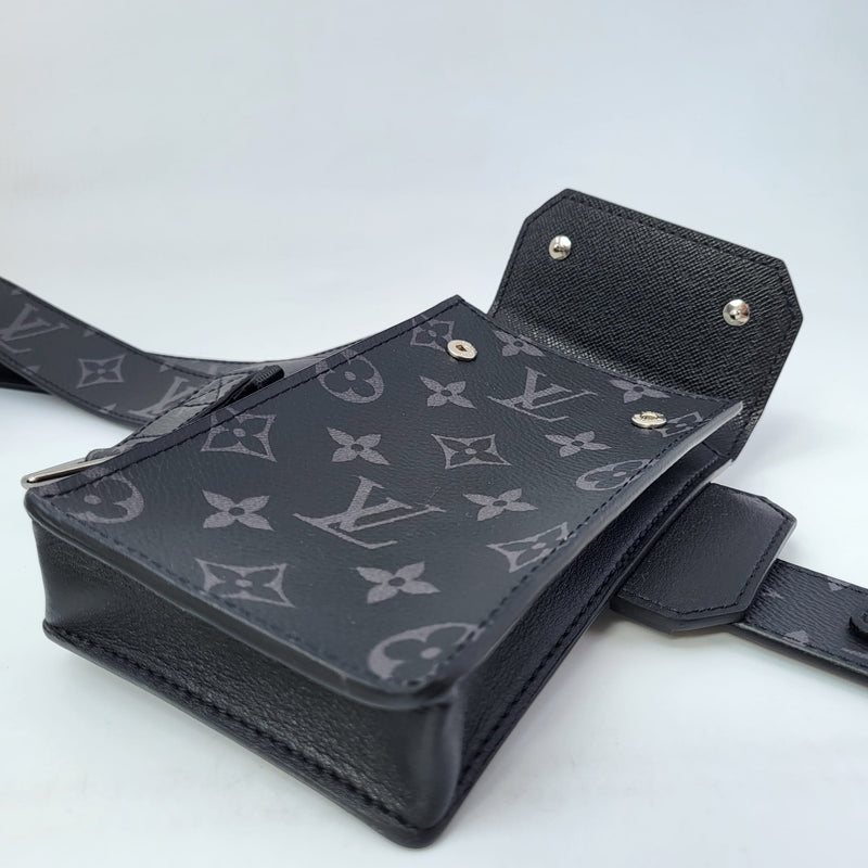 Louis Vuitton Utility Belt Monogram Eclipse 35MM Black in Coated Canvas  with Silver-tone - US
