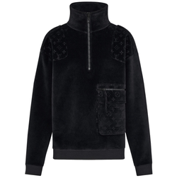 Louis Vuitton Men's Black Cotton Velour Multi Pocket Half Zip Louis Vuitton Men's Black Cotton Velour Multi Pocket Half Zip