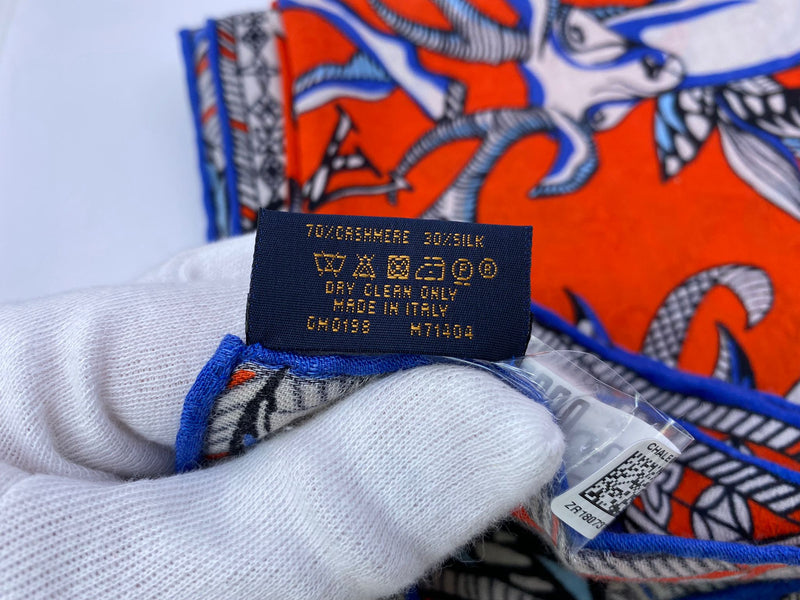 Louis Vuitton Women's Cashmere Silk Monogram Wild LV Orange Shall