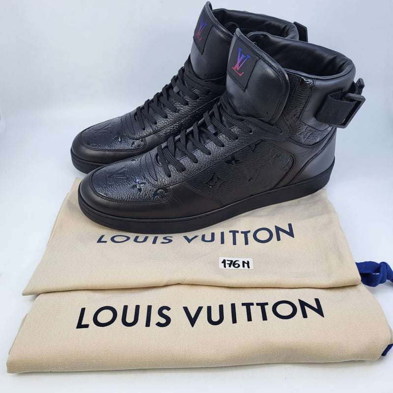 LOUIS VUITTON Calfskin Monogram Mens Rivoli High Top Sneakers 9.5