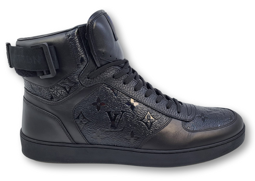 LOUIS VUITTON Leather Rivoli Sneaker Boots Black