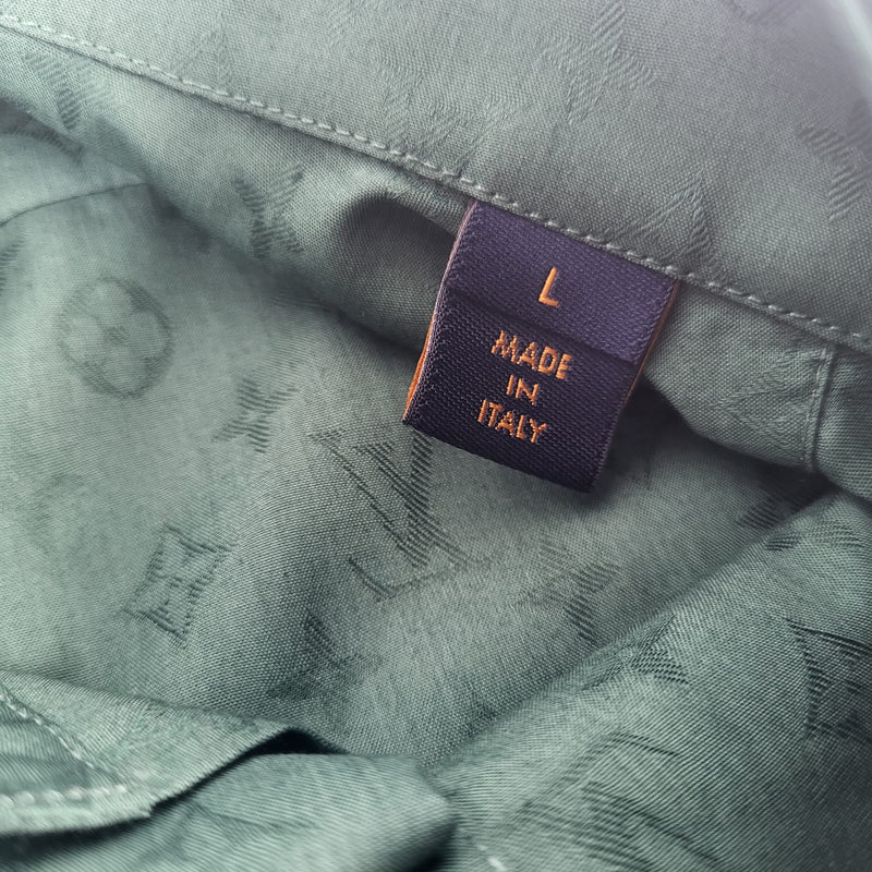 Louis Vuitton* Flocked Monogram Classic Shirt, Men's Fashion