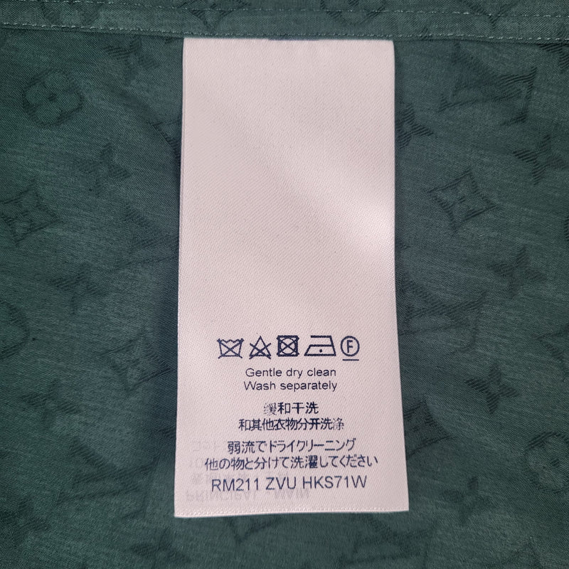 Louis Vuitton Men's Lime Green Cotton Checkered Monogram Shirt